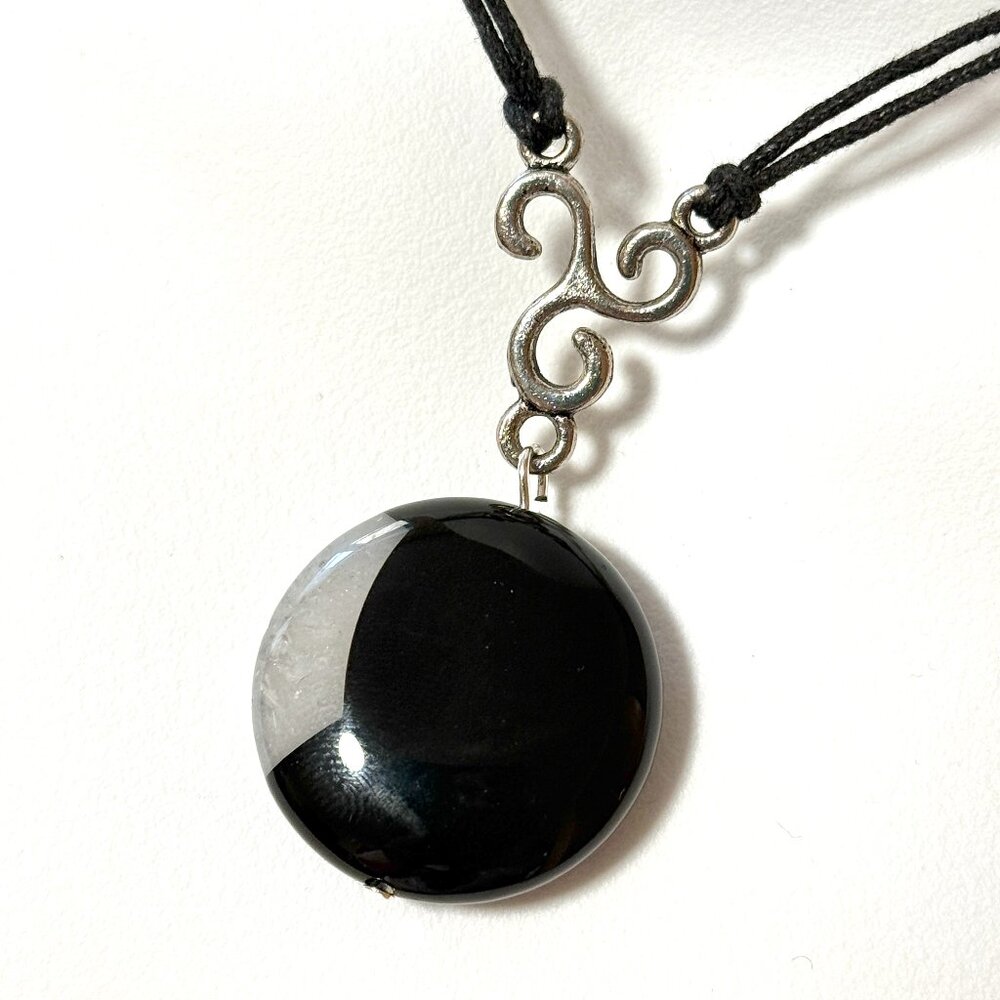 2/$20, Natural Black Agate Necklace, Genuine Yin Yang Gemstone Cord Necklace